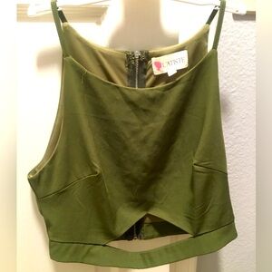 Green Cut Out Crop Top